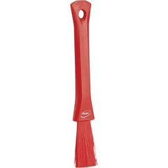 Vikan - 2-1/4" Bristle Length, Polyester Detail Brush - 1-1/4" Long x 0.4" Wide Head, 8.07" OAL, Ergonomic Handle, Red, Polypropylene Block - All Tool & Supply