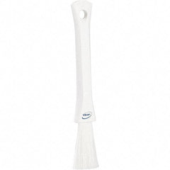 Vikan - 2-1/4" Bristle Length, Polyester Detail Brush - 1-1/4" Long x 0.4" Wide Head, 8.07" OAL, Ergonomic Handle, White, Polypropylene Block - All Tool & Supply