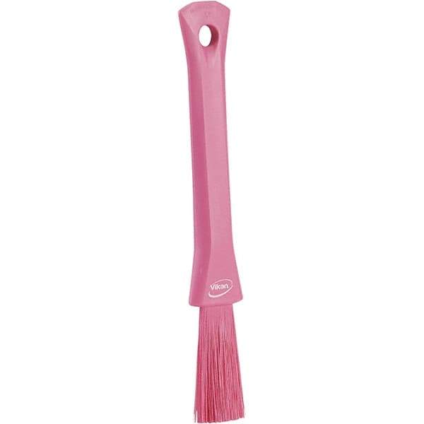 Vikan - 2-1/4" Bristle Length, Polyester Detail Brush - 1-1/4" Long x 0.4" Wide Head, 8.07" OAL, Ergonomic Handle, Pink, Polypropylene Block - All Tool & Supply