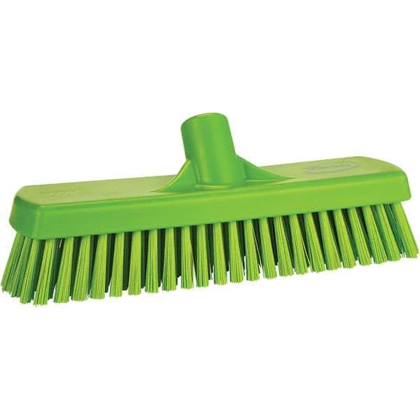 Vikan - 1.7" Bristle Length, Polyester Scrub Brush - 11-1/4" Long x 3" Wide Head, 11-1/4" OAL, Green, Polypropylene Block - All Tool & Supply