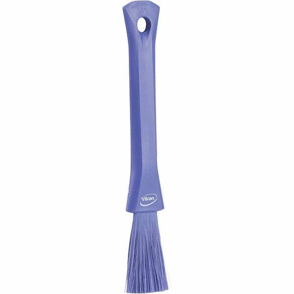 Vikan - 2-1/4" Bristle Length, Polyester Detail Brush - 1-1/4" Long x 0.4" Wide Head, 8.07" OAL, Ergonomic Handle, Purple, Polypropylene Block - All Tool & Supply