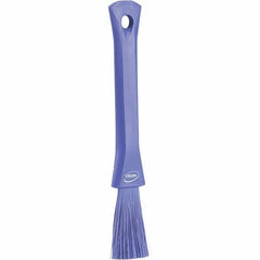 Vikan - 2-1/4" Bristle Length, Polyester Detail Brush - 1-1/4" Long x 0.4" Wide Head, 8.07" OAL, Ergonomic Handle, Purple, Polypropylene Block - All Tool & Supply