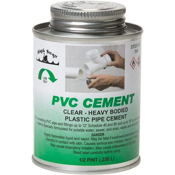 Black Swan - 1/2 Pt Heavy Duty Cement - Clear, Use with PVC - All Tool & Supply