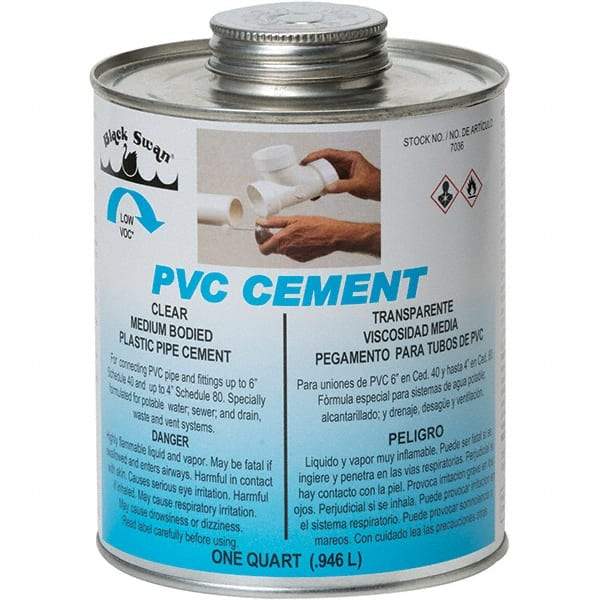 Black Swan - 1 Qt Medium Bodied Cement - Clear, Use with PVC - All Tool & Supply