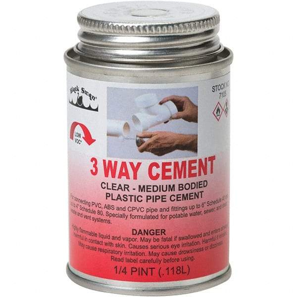 Black Swan - 1/4 Pt Medium Bodied Cement - Clear, Use with ABS, PVC & CPVC up to 6" Diam - All Tool & Supply