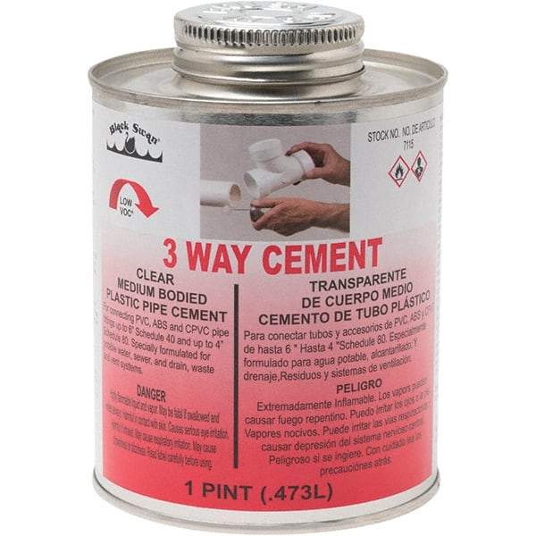 Black Swan - 1 Pt Medium Bodied Cement - Clear, Use with ABS, PVC & CPVC up to 6" Diam - All Tool & Supply