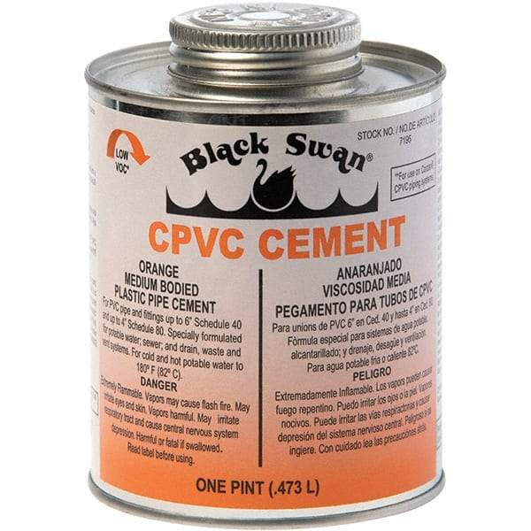 Black Swan - 1 Pt Medium Bodied Cement - Orange, Use with CPVC - All Tool & Supply