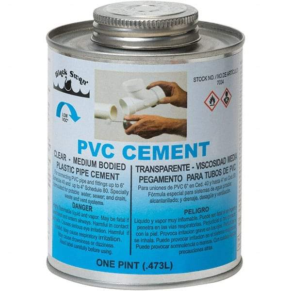 Black Swan - 1 Pt Medium Bodied Cement - Clear, Use with PVC - All Tool & Supply