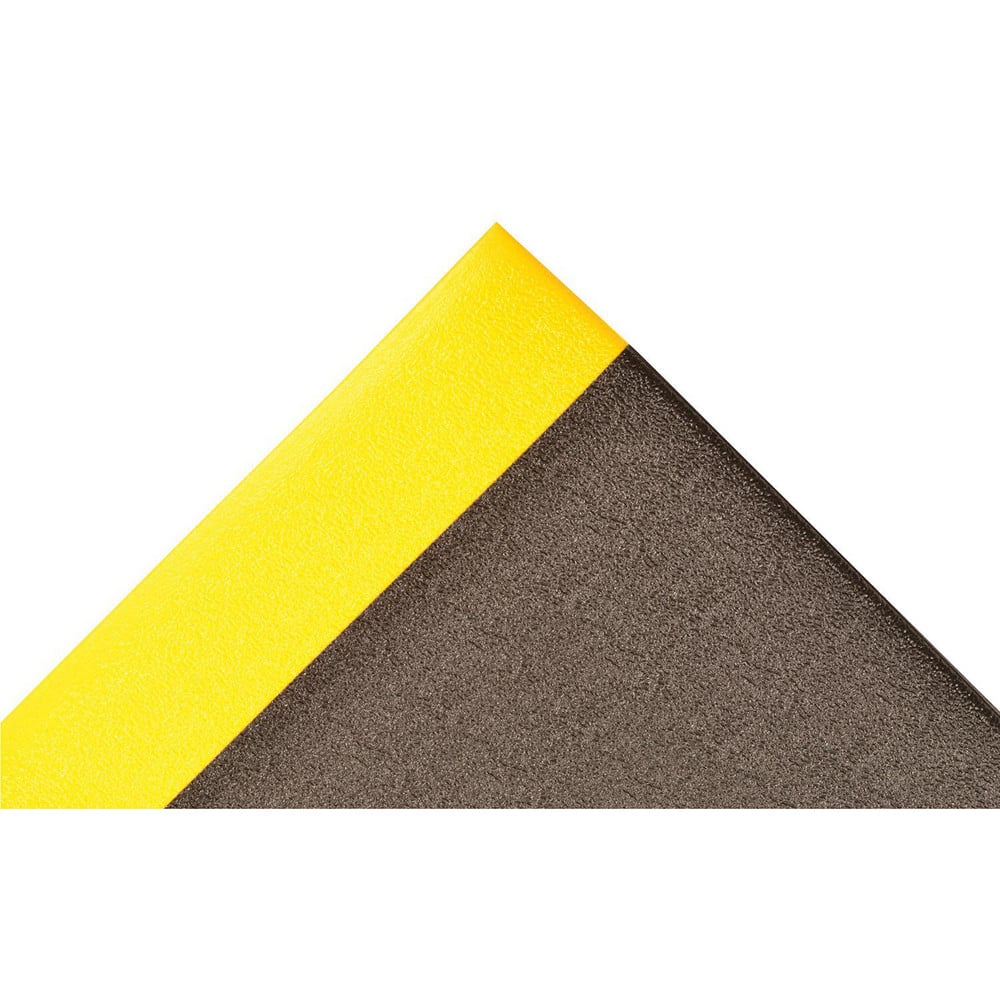 Anti-Fatigue Mat:  720.0000″ Length,  48.0000″ Wide,  5/8″ Thick,  Closed Cell Polyvinylchloride,  Beveled Edge,  Medium Duty Pebbled,  Black & Yellow,  Dry