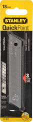 Stanley - 3 Piece Steel Utility Knife Blade - 2-1/8" OAL, 0.02" Blade Thickness - All Tool & Supply