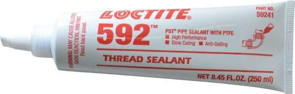 Loctite - 250 mL Tube, White, Medium Strength Paste Threadlocker - Series 592, 72 hr Full Cure Time, Hand Tool, Heat Removal - All Tool & Supply