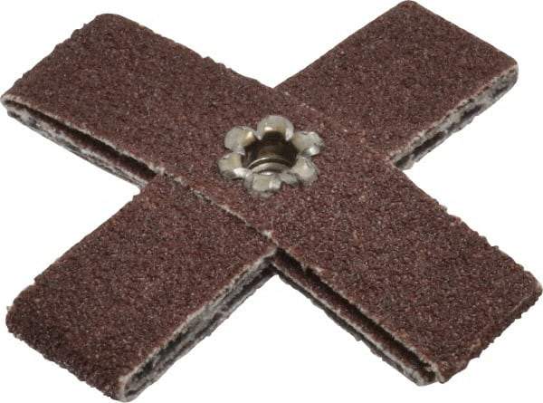 Merit Abrasives - 80 Grit, Medium Grade, Aluminum Oxide Cross Pad - 2" Long x 2" Wide x 1/2" Thick, 8 Ply, 24,000 Max RPM - All Tool & Supply