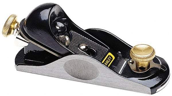 Stanley - 6-3/8" OAL, 1-5/8" Blade Width, Block Plane - High Carbon Steel Blade, Cast Iron Body - All Tool & Supply