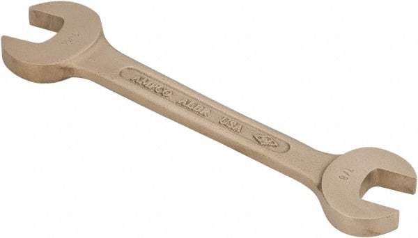 Ampco - 7/8" x 15/16" Nonsparking Open End Wrench - 9" OAL, Double End, Plain Finish, 15° Head Angle - All Tool & Supply