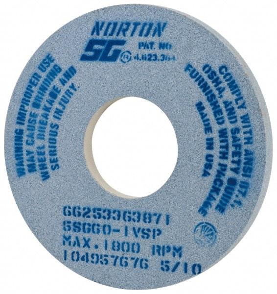 Norton - 14" Diam x 5" Hole x 1" Thick, I Hardness, 60 Grit Surface Grinding Wheel - Ceramic, Type 1, Medium Grade, 1,800 Max RPM, Vitrified Bond, No Recess - All Tool & Supply