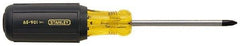 Stanley - #2, 8-1/2" OAL, Standard Phillips Screwdriver - 4" Blade Length, Round Shank, Acetate with Rubber Grip Handle - All Tool & Supply