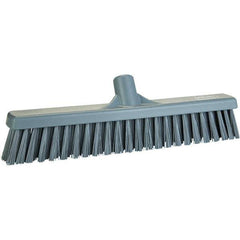 Vikan - 16" Fine Particle Polyester Push Broom - 2" Bristle Length, Plastic Block, European Threaded Handle Connection, Handle Sold Separately - All Tool & Supply