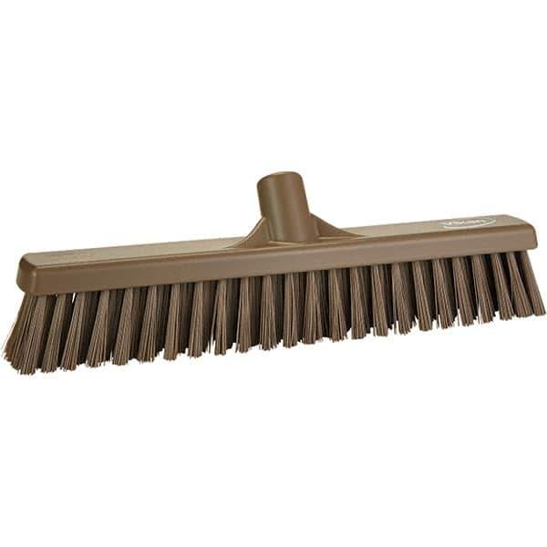 Vikan - 16" Fine Particle Polyester Push Broom - 2" Bristle Length, Plastic Block, European Threaded Handle Connection, Handle Sold Separately - All Tool & Supply