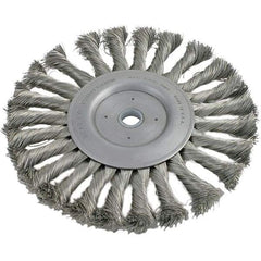 Brush Research Mfg. - 3" OD, 3/8 & 1/2" Arbor Hole, Knotted Stainless Steel Wheel Brush - 7/16" Face Width, 1/2" Trim Length, 20,000 RPM - All Tool & Supply