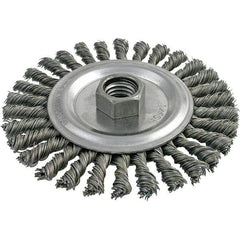 Brush Research Mfg. - 4" OD, 5/8-11 Arbor Hole, Stringer Bead Stainless Steel Wheel Brush - 3/16" Face Width, 7/8" Trim Length, 20,000 RPM - All Tool & Supply