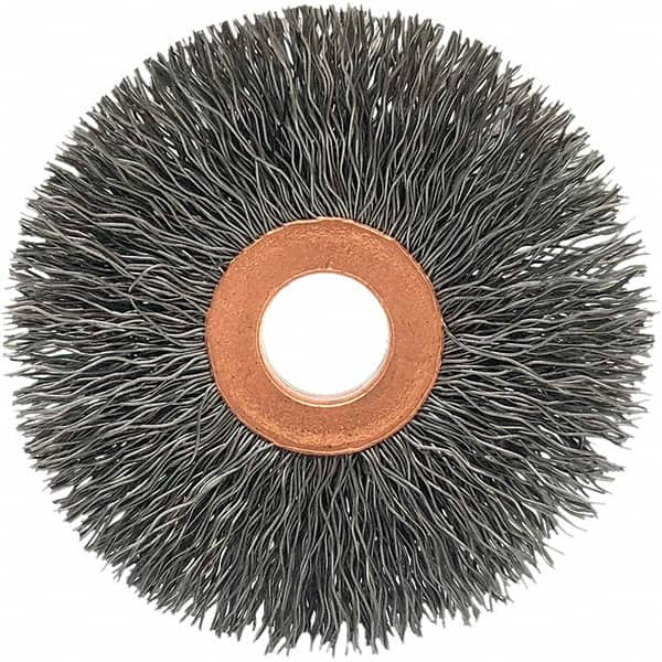 Brush Research Mfg. - 2-1/2" OD, 1/2" Arbor Hole, Crimped Stainless Steel Wheel Brush - All Tool & Supply