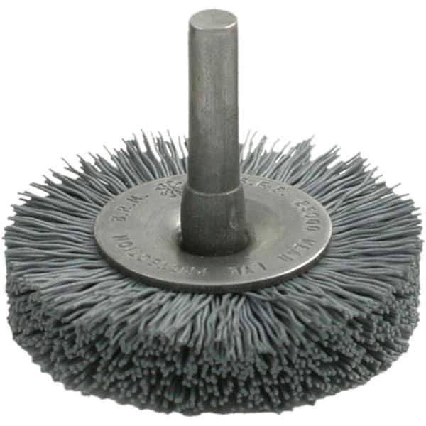 Brush Research Mfg. - 3" OD, Straight Filament Abrasive Nylon Wheel Brush - 3/8" Face Width, 13/16" Trim Length, 25,000 RPM - All Tool & Supply