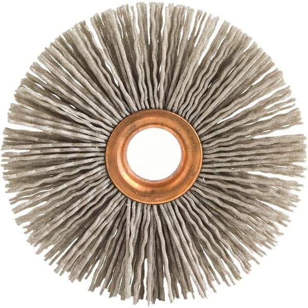 Brush Research Mfg. - 2" OD, 1/2" Arbor Hole, Crimped Abrasive Nylon Wheel Brush - 1/2" Face Width, 1/2" Trim Length, 20,000 RPM - All Tool & Supply