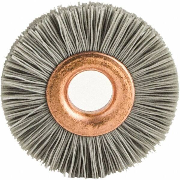 Brush Research Mfg. - 4" OD, 5/8" Arbor Hole, Crimped Abrasive Nylon Wheel Brush - 3/4" Face Width, 1-7/16" Trim Length, 20,000 RPM - All Tool & Supply