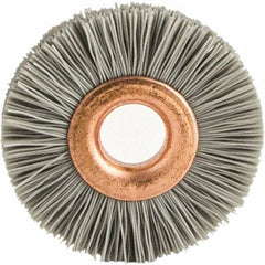 Brush Research Mfg. - 3" OD, 1/2" Arbor Hole, Crimped Abrasive Nylon Wheel Brush - 1/2" Face Width, 1" Trim Length, 20,000 RPM - All Tool & Supply