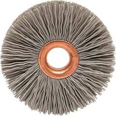 Brush Research Mfg. - 3-1/2" OD, 5/8" Arbor Hole, Crimped Abrasive Nylon Wheel Brush - 3/4" Face Width, 3/16" Trim Length, 20,000 RPM - All Tool & Supply