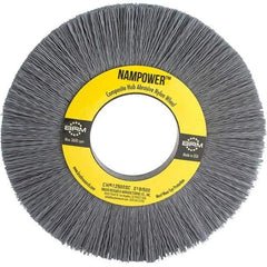 Brush Research Mfg. - 6" OD, 2" Arbor Hole, Crimped Abrasive Nylon Wheel Brush - 1" Face Width, 1-1/2" Trim Length, 3,600 RPM - All Tool & Supply