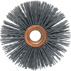 Brush Research Mfg. - 2-1/2" OD, 1/2" Arbor Hole, Crimped Abrasive Nylon Wheel Brush - 1/2" Face Width, 3/4" Trim Length, 20,000 RPM - All Tool & Supply