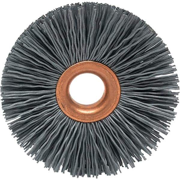 Brush Research Mfg. - 3" OD, 5/8" Arbor Hole, Crimped Abrasive Nylon Wheel Brush - 1/2" Face Width, 1" Trim Length, 20,000 RPM - All Tool & Supply