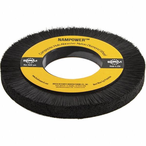 Brush Research Mfg. - 7-7/8" OD, 3-1/4" Arbor Hole, Crimped Abrasive Nylon Wheel Brush - 0.5906" Face Width, 1.1811" Trim Length, 3,600 RPM - All Tool & Supply