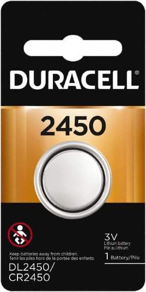 Duracell - Size CR2450, Lithium, Button & Coin Cell Battery - 3 Volts - All Tool & Supply