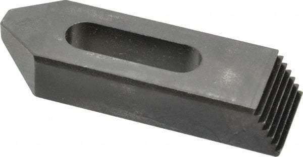 Jergens - 1/2" Stud, Low Carbon Steel, Plain Strap Clamp - 1-1/4" Travel, 4" OAL x 1-1/4" Wide x 3/4" High, Black Oxide Finish, Tapered Nose - All Tool & Supply