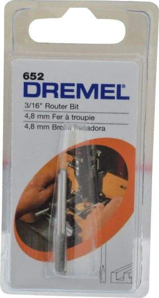 Dremel - 3/16" Diam, 1/8" Shank Diam, Straight Router Bit - 1-13/64" Overall Length, High Speed Steel - All Tool & Supply