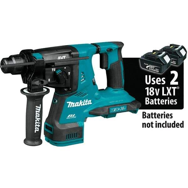 Makita - 36 Volt 1-1/8" SDS Plus Chuck Cordless Rotary Hammer - 5000 BPM, 0 to 980 RPM, Reversible - All Tool & Supply