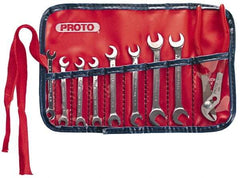 Proto - 9 Piece, 13/16" x 15/64" to 3/8" x 11/32", Ignition Wrench Set - Inch Measurement Standard, Chrome Finish, Comes in Vinyl Pouch - All Tool & Supply