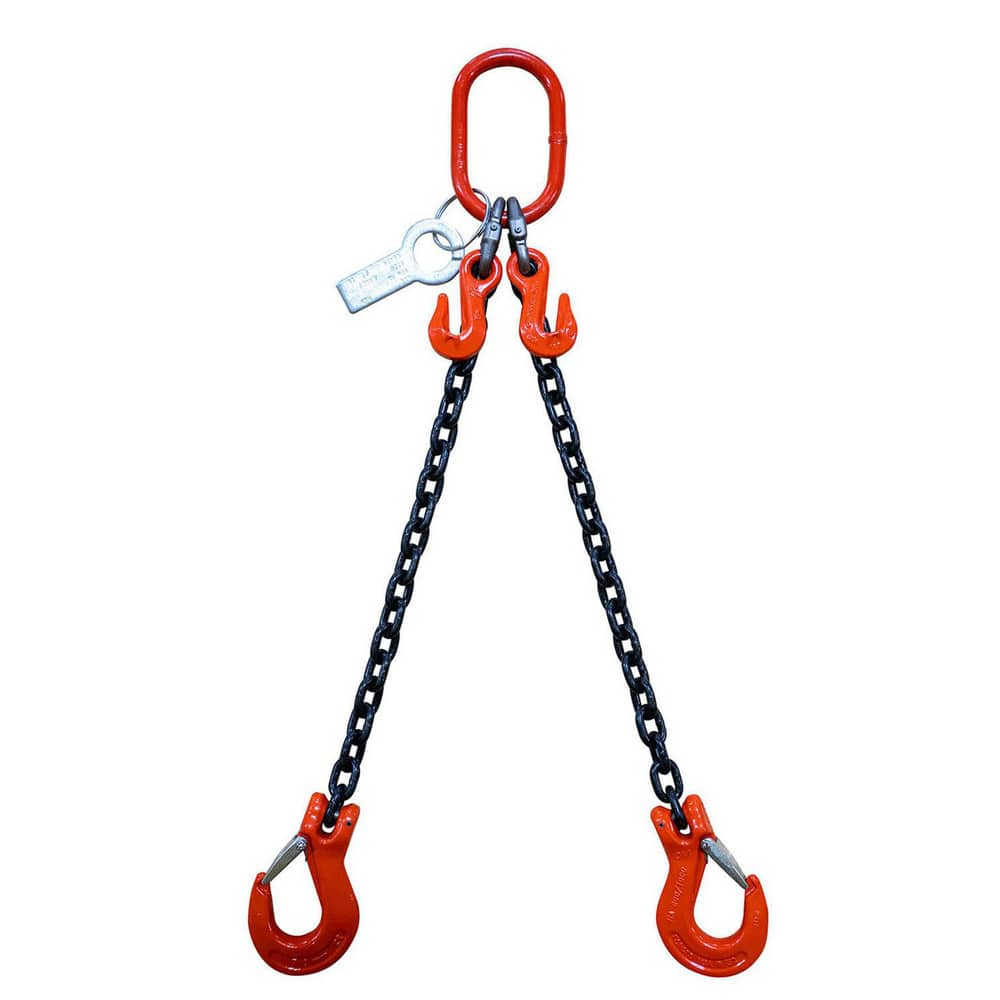 Slings & Tiedowns (Load-Rated); Sling Type: Chain; Length (Feet): 8; Vertical Capacity (Lb.): 15200; Choker Capacity (Lb.): 12400; Width (Inch): 0; Basket Capacity (Lb.): 8800; Eye Type: Large Eye; Chain Sling Type: DOS; Sling Material: Steel; Sling Width