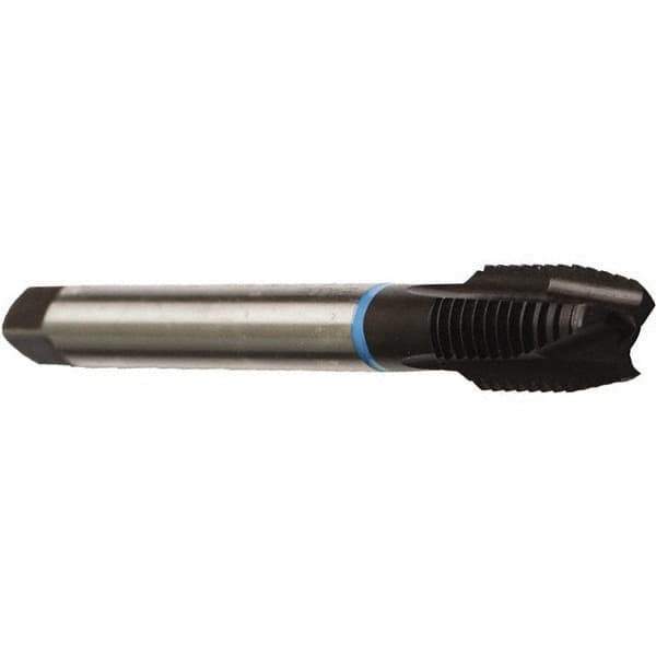 Emuge - 5/8-18 UNF, 3 Flute, Nitride Finish, Cobalt Spiral Point Tap - Plug Chamfer, Right Hand Thread, 3-13/16" OAL, 0.866" Thread Length, 0.48" Shank Diam, 3B Class of Fit, Series Rekord B - Exact Industrial Supply