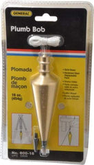 General - 5-3/4 Inch Long, 1-1/2 Inch Diameter Brass Plumb Bob - 16 Ounce, Has Replacable Tip - All Tool & Supply