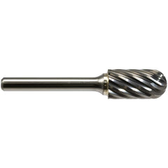 Burrs; Head Material: Solid Carbide; Head Shape: Cylinder with Radius; Tooth Style: Steel Cut; Shank Diameter (Decimal Inch): 1/4; Length of Cut (Decimal Inch): 1.0000; Overall Length (Inch): 2-3/4; Head Length (Decimal Inch): 1.0000; Head Coating: None;