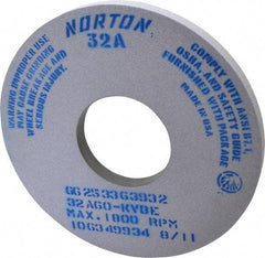 Norton - 14" Diam x 5" Hole x 1" Thick, K Hardness, 60 Grit Surface Grinding Wheel - Aluminum Oxide, Type 1, Medium Grade, 1,800 Max RPM, Vitrified Bond, No Recess - All Tool & Supply