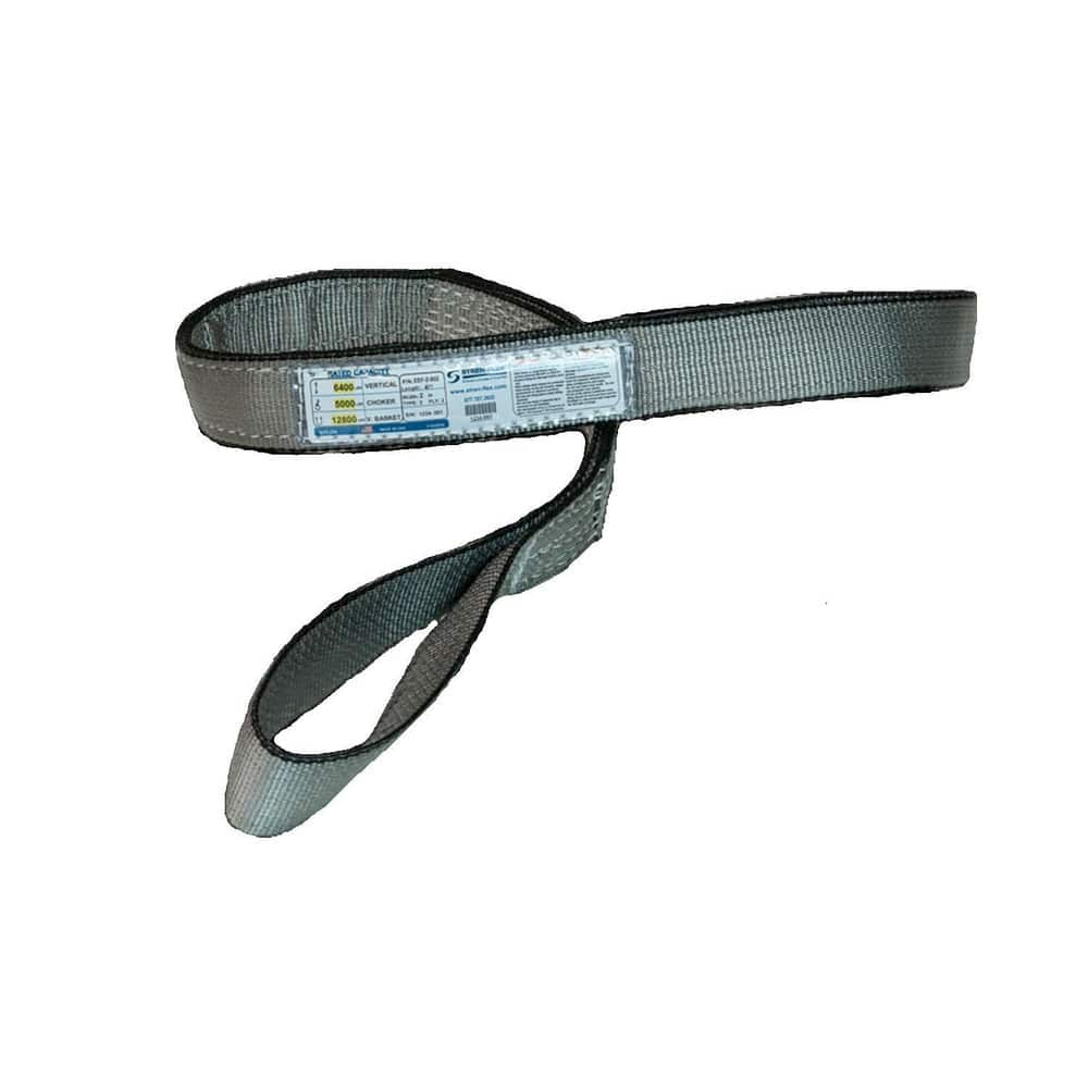 Slings & Tiedowns (Load-Rated); Sling Type: Eye & Eye; Length (Feet): 20; Vertical Capacity (Lb.): 6400; Choker Capacity (Lb.): 5000; Width (Inch): 2; Basket Capacity (Lb.): 12800; Eye Type: Twisted Eye; Sling Material: Polyester; Sling Width: 2 in; Eye L