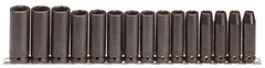 Proto - 15 Piece 1/2" Drive Deep Impact Socket Set - 6 Points, 10 to 24mm, Metric Measurement Standard - All Tool & Supply