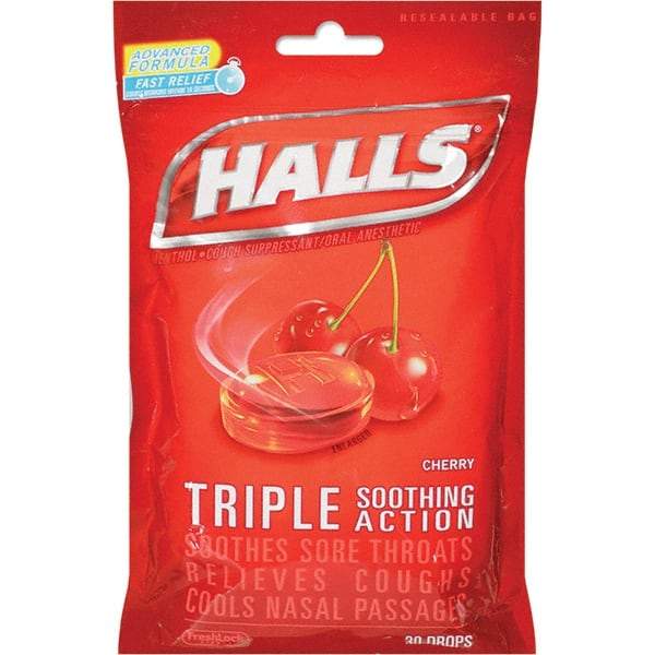 HALLS - Cherry Flavor Cough Drop Lozenges - Sore Throat Relief - All Tool & Supply