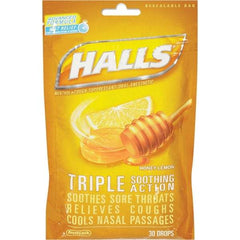 HALLS - Honey Lemon Flavor Cough Drop Lozenges - Sore Throat Relief - All Tool & Supply