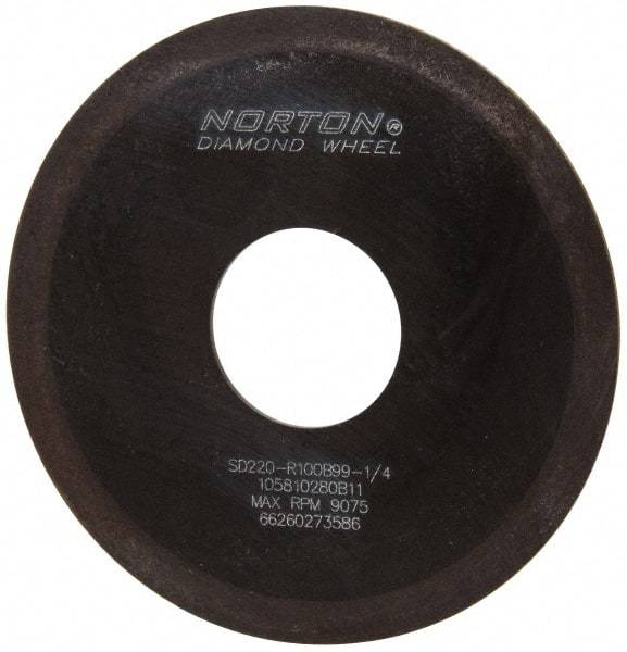 Norton - 4" Diam x 1-1/4" Hole x 1/16" Thick, 220 Grit Surface Grinding Wheel - Diamond, Type 1A1, Very Fine Grade, Resinoid Bond - All Tool & Supply