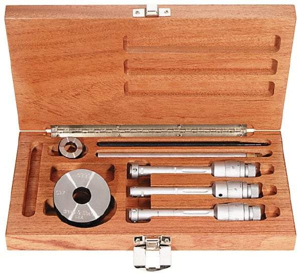 TESA Brown & Sharpe - 0.8 to 1.6", TiN Coated, Hole Mechanical Inside Micrometer Set - 0.0001 & 0.0002" Graduation, 6" Extension Rod Length, (1) Setting Ring Included - All Tool & Supply